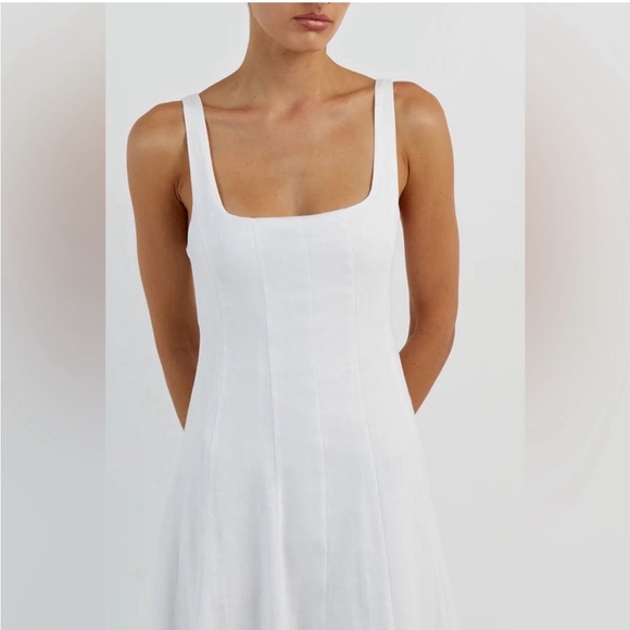 DISSH Milahn White Midi Linen Dress Size US 4 - Picture 2 of 14